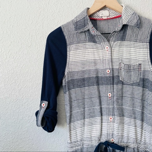 Anthropologie Postmark Brand Blue and White Stripe Tunic Top - Picture 2 of 15